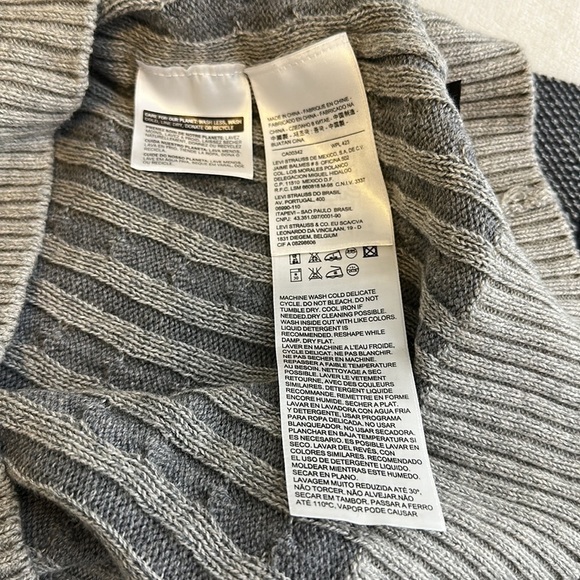 Levi’s Wool Blend Cable Knit Pullover Sweater Grey XL - Picture 6 of 8